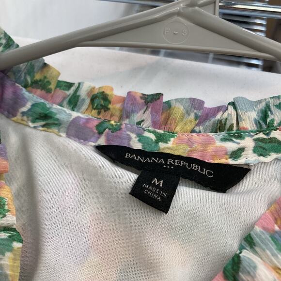 Banana Republic Women's Floral Ruffle Midi Dress Size M Demure Feminine Fairy - Picture 5 of 10